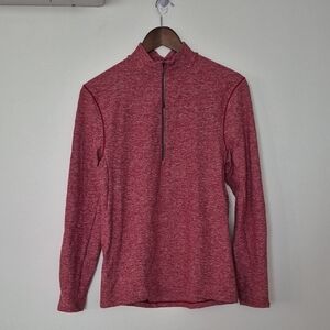 Lululemon Mens Surge Warm Half Zip Long Sleeve Red Space Dye Zip Pocket